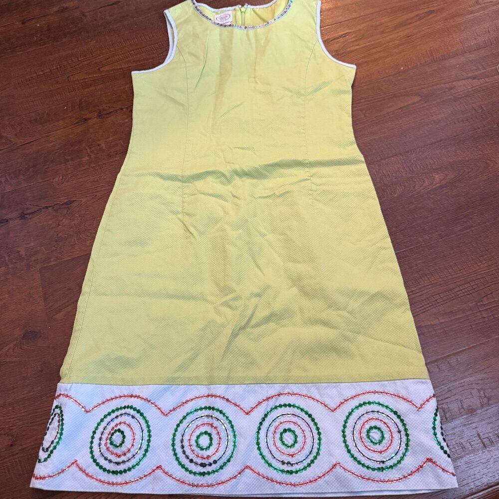Talbots Kids Girls Lime Green Dress Size 16 Sequin Trim Excellent Condition